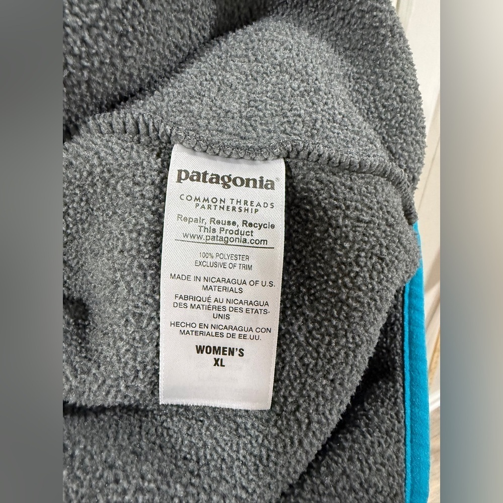 Patagonia Synchilla Snap-T Fleece Pullover Women’s XL Gray Teal Classic Logo - Picture 9 of 12